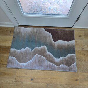 NEW Shoe Entrance Rug 2x3 Machine Washable Modern Wave Design Entryway